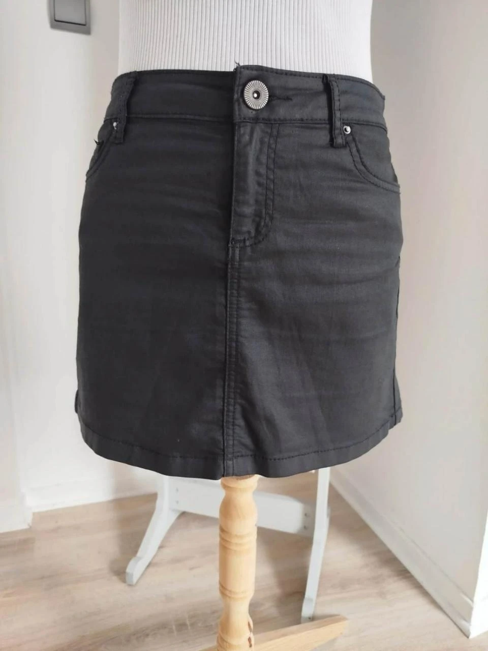 💜Korte zwarte denimrok in zwart denimstijl Best Mountain Dames Maat M / 38 – photo 6